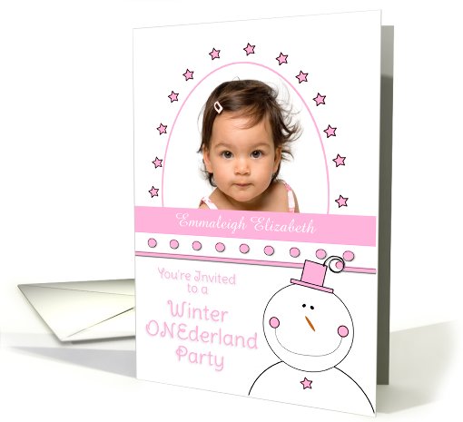 1st Birthday Party Invitation Winter Onederland Photo Card... (986477)