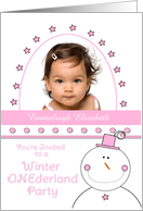 1st Birthday Party Invitation Winter Onederland Photo Card Custom Name card