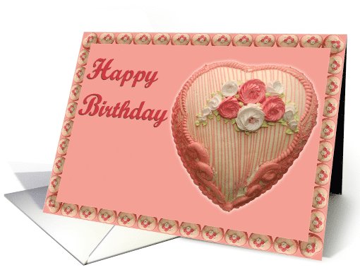 Happy Birthday - heart shape cake card (724760)