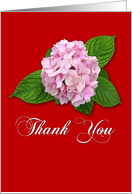 Thank You for your support - pink flower on red card