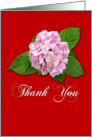 Thank You for your support - pink flower on red card