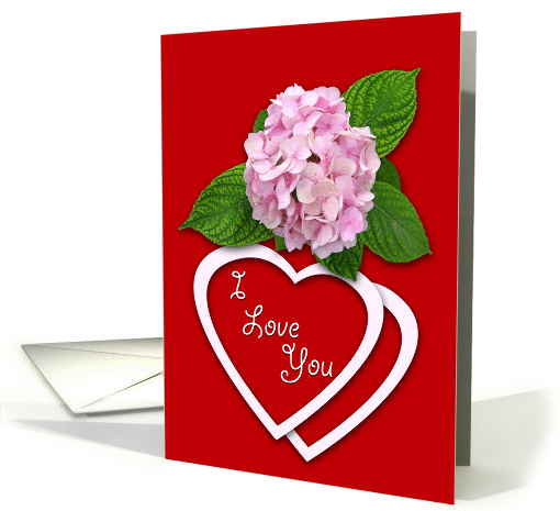 I Love You - pink flower on red card (747664)