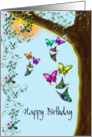 Happy Birthday, Butterflies and Flowers card
