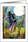 Big Moon, Witch and Cat card