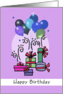 Happy Birthday design, Presents, balloons card