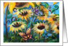 Colorful Sunflowers and Butterflies, Blank card
