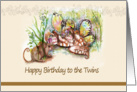 Fairies and Mouse, Birthday to Twins card