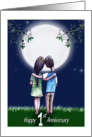 Couple in the Moonlight, Happy first Anniversary card