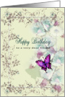 for dear friend, Butterfly and Flowers, Happy Birthday card
