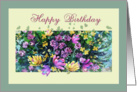 Colorful painted posies, Happy Birthday card