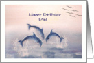 Birthday to Dad, Jumping Dolphins painting card