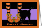 Happy Halloween, Festive Witch stockings, and Black Cat card