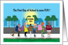 First Day of School, kids at Bus Stop card