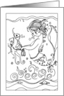 Color-Me Mermaid and 2 Seahorses, Blank card