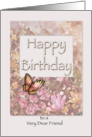 Fall Flowers and Butterfly, Happy Birthday to friend card