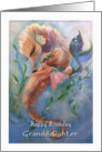 Happy Birthday to young Granddaughter, Seahorse and Mermaid card