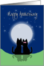 Happy Anniversary,Cats in the moonlight, blank card