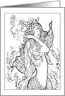 Color-me Mom and baby mermaids, blank card