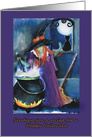 Witch, Cat and Caldron, Halloween card