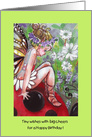 Happy Birthday Wishes, Fairy on a ladybug card