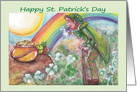 Happy St. Patrick,s Day, leprechaun and fairy card