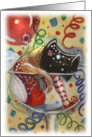 Fairy asleep in a champagne glass, Funny card