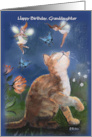 Happy Birthday Granddaughter, Fairies, Cat, Butterfly card