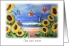 Get Well Soon Butterflies and Sunflowers card