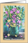 Happy Anniversary to Couple Pink and Yellow Wild Flowers card