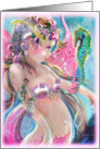 Cute Pink Ribbon Mermaid card