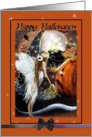 A Witch’s Hat and Fairy and Jack O’lantern, Happy Halloween card