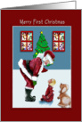 First Christmas, Santa, child and puppy card