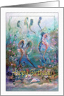 Happy Birthday, colorful Sea Horse Art card