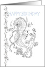 Happy Birthday, Color-Me Sea Horse Art card