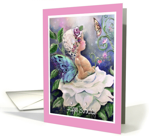 White Rose and Little fairy, Birthday card (1002563)