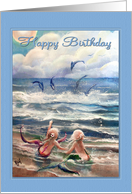 Little Mermaids and Dolphins, Birthday card