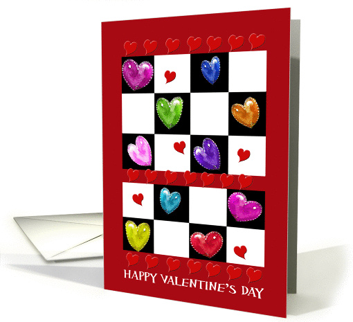 Colorful painted hearts, Valentines card (1018489)