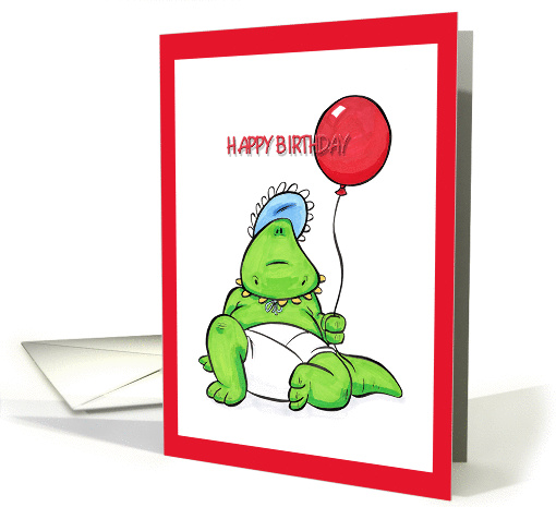 Cute Baby dinosaur, cartoon art, Birthday card (1064823)