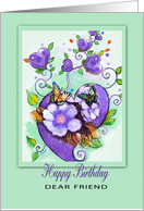 Happy Birthday, for friend, Hearts and Flowers card
