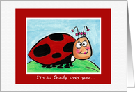 Goofy cartoon Lady Bug, funny card