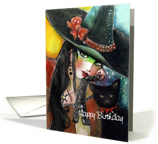 Happy Birthday, Witch and Cat card (1119680)