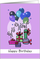 Happy Birthday design, Presents, balloons card