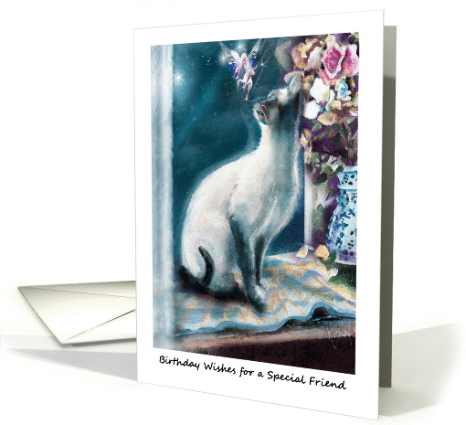 Faery and Cat, Birthday to special friend card (1145006)