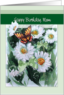 Happy Birthday to Mom, Daisies and Butterfly card