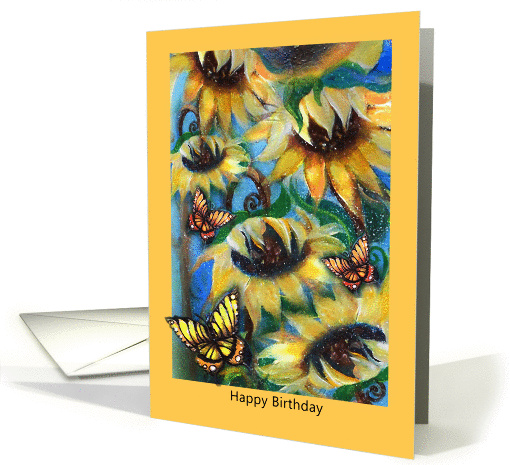 Sunflowers and Butterflies, Happy Birthday card (1160988)