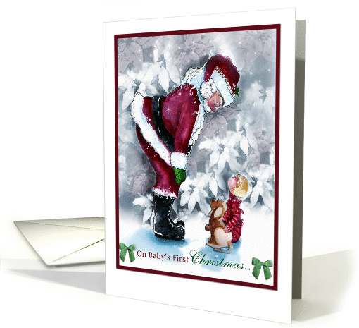 Baby's First Christmas, Santa, baby and puppy card (1163040)