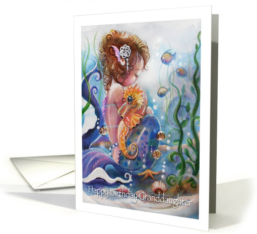 Happy Birthday Granddaughter, Child Mermaid Art card (1176662)
