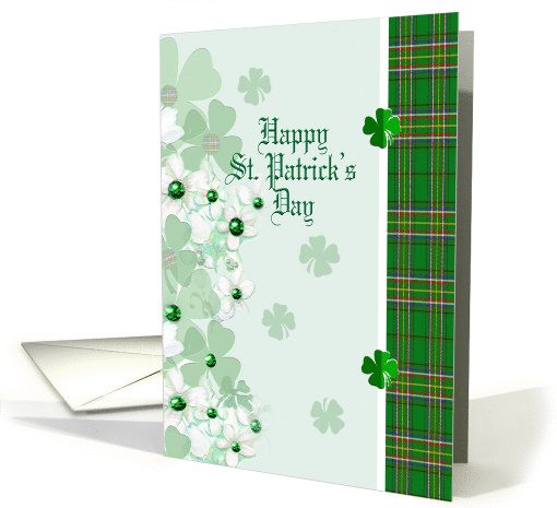 St. Patrick's Day, Green Plaid, flowers card (1205574)