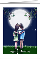 Couple in the Moonlight, Happy first Anniversary card