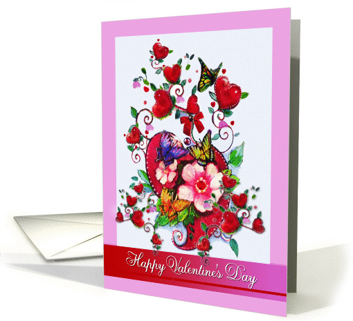 Valentines, Flowers and Butterflies, Valentine's Day card (1210108)